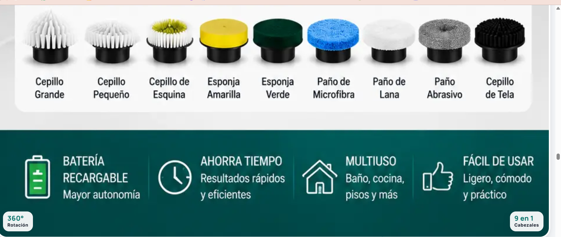 Limpia Toda tu Casa en la Mitad del Tiempo y Sin Esfuerzo! – Cepillo de Limpieza Inalámbrico 9 en 1